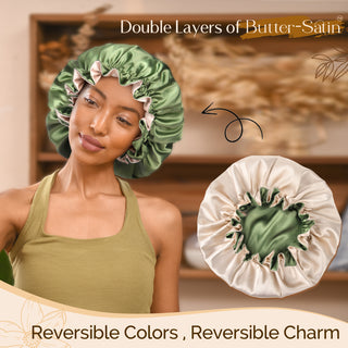 Butter-Satin Blooming Edge Bonnet|  Green