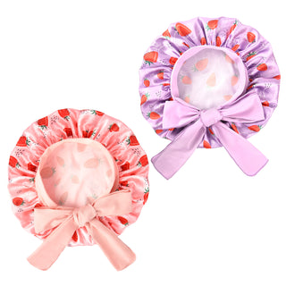 Kids Strawberry Satin Bonnet-Pink/Purple