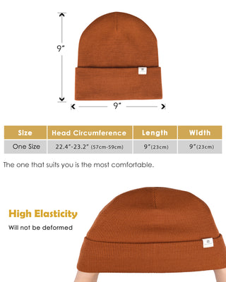 Satin Lined Winter Beanie Hat| Black，Orange Brown