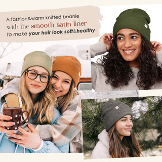 Satin Lined Winter Beanie Hat| Honey Orange