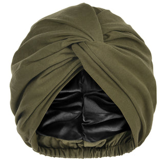 Satin Lined Knotted Turban| Olive Green