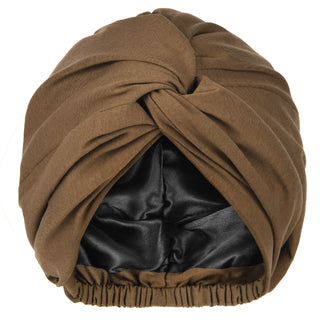 Satin Lined Knotted Turban| Coffee Brown