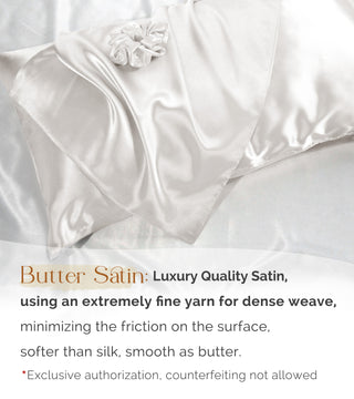 Butter Satin Pillowcases 2 Pack Set| Pure White