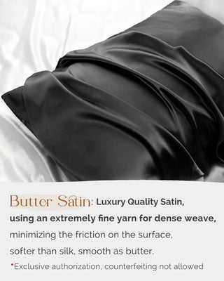 Butter Satin Pillowcases 2 Pack Set| Immersive Black