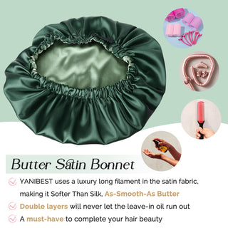 Reversible Satin Bonnet with Scrunchie| Hunter Green