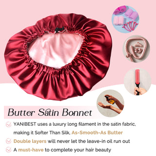 Reversible Satin Bonnet with Scrunchie| Burgundy Red