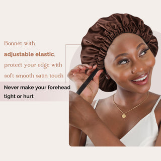 Reversible Satin Bonnet with Scrunchie| Brown&Golden