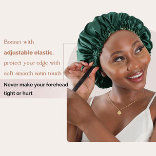 Reversible Satin Bonnet with Scrunchie| Hunter Green