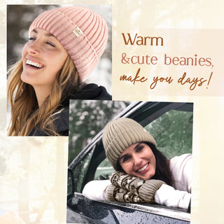 Satin Lined Winter Beanie Hat| Beige