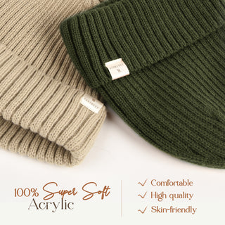 Satin Lined Winter Beanie Hat| Navy Green