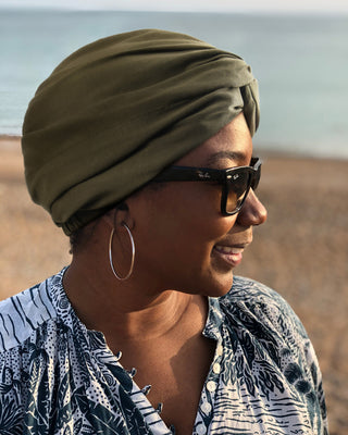 Satin Lined Knotted Turban| Olive Green