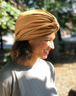 Satin Lined Knotted Turban| Yellow