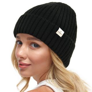 Satin Lined Winter Beanie Hat| Black