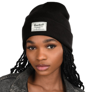 Butter-Satin Lined Winter Beanie Hat| Black Black