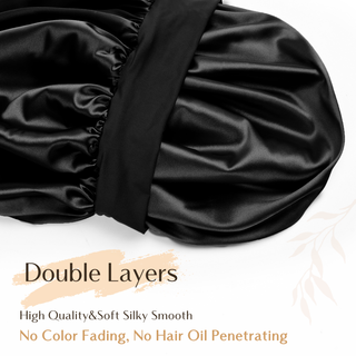 Double Layer Butter Satin Bonnet|  Black