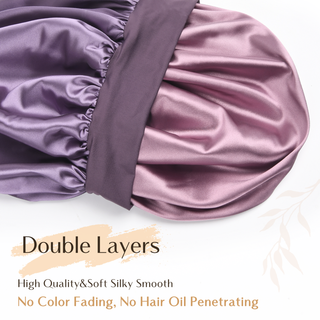 Butter-Satin Double Layer Bonnet|  Purple