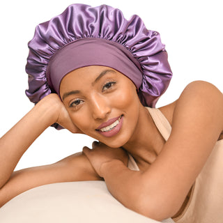 Butter-Satin Double Layer Bonnet|  Purple