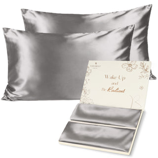 Butter Satin Pillowcases 2 Pack Set| Silver Gray