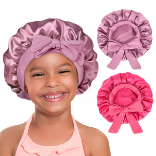 Kids Satin Bonnet| Purple+Hot Pink