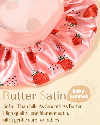 Kids Satin Bonnet-Hot Pink/Strawberry