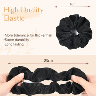 Large Satin Hair Scrunchies Colorful Black Set