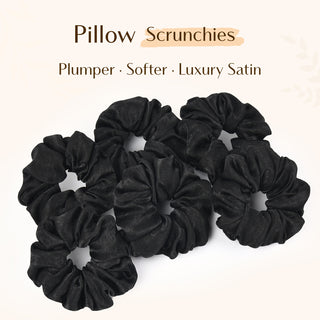 Large Satin Hair Scrunchies Colorful Black Set