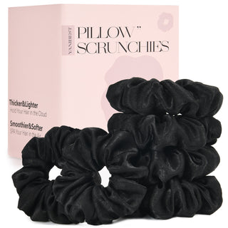 Large Satin Hair Scrunchies Colorful Black Set