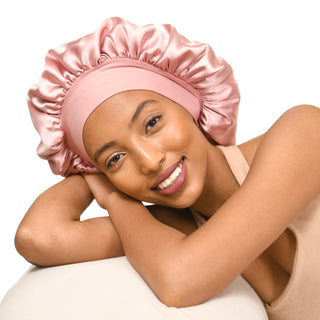 Double Layer Butter Satin Bonnet|  Rose Pink