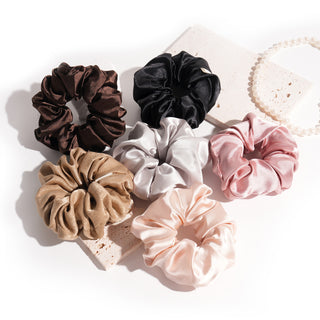 Large  Satin Hair Scrunchies Colorful Set