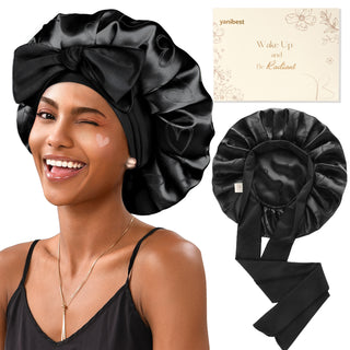 Jaquard Satin Bonnets | Black Heart