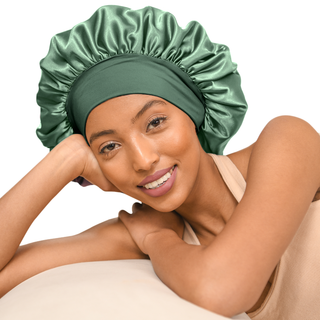 Double Layer Butter Satin Bonnet|  Sage Green