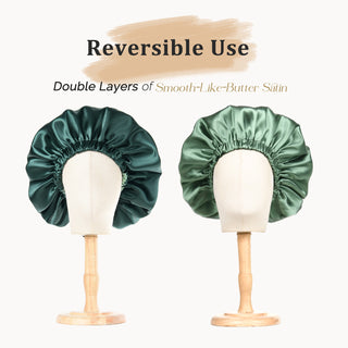 Reversible Satin Bonnet with Scrunchie| Hunter Green