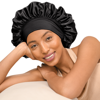 Double Layer Butter Satin Bonnet|  Black