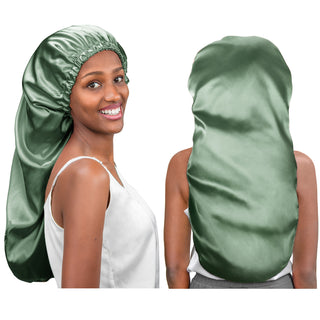 Long Tail Satin Bonnet| Jade Green