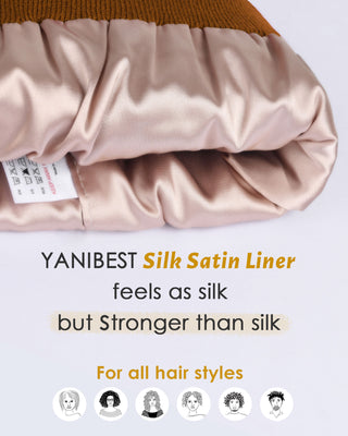 YANIBEST Satin Lined Winter Beanie Hat Caps Being Headwear| Dark Orange