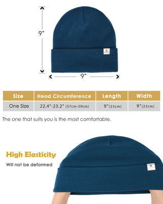 Satin Lined Winter Beanie Hat| Steel Blue