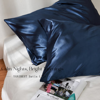 YANIBEST Butter Satin Pillowcases 2 Pack Set Pillow Covers| Ocean Blue