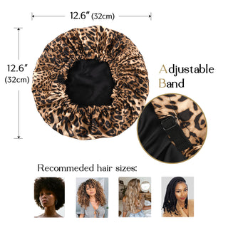 Reversible Satin Bonnet with Scrunchie| Leopard