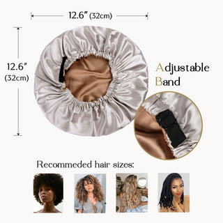 Reversible Satin Bonnet with Scrunchie| Silver Gray