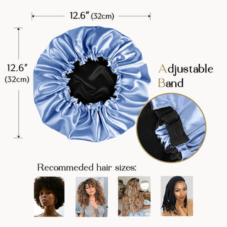 Reversible Satin Bonnet with Scrunchie| Sky Blue