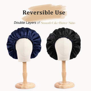 Reversible Satin Bonnet with Scrunchie| Midnight Blue