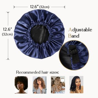 Reversible Satin Bonnet with Scrunchie| Midnight Blue