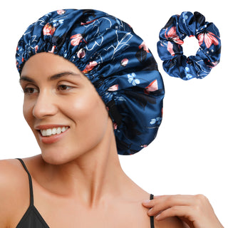 Reversible Satin Bonnet with Scrunchie| Orchid