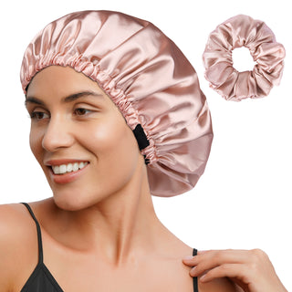 Reversible Satin Bonnet with Scrunchie| Millennial Pink