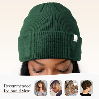 Satin Lined Cuffed Beanie Hat Unisex| Forest Green