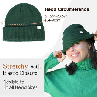 Satin Lined Cuffed Beanie Hat Unisex| Forest Green