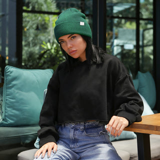 Satin Lined Cuffed Beanie Hat Unisex| Forest Green