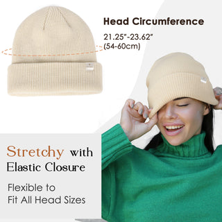 Satin Lined Cuffed Beanie Hat Unisex| Cream Beige