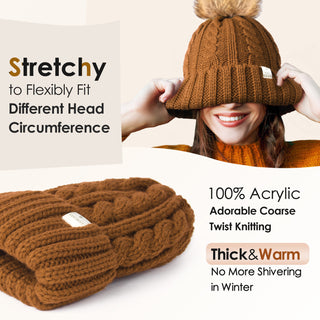 Satin Lined Winter Pom Beanie| Peru Orange