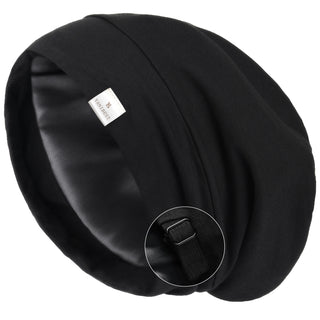 Slouchy Butter-Satin Lined Cap| Black